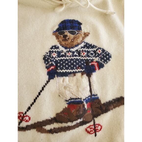 Polo Ralph Lauren wool blend knit Ski Bear Hoodie Boys Large - Picture 2 of 9